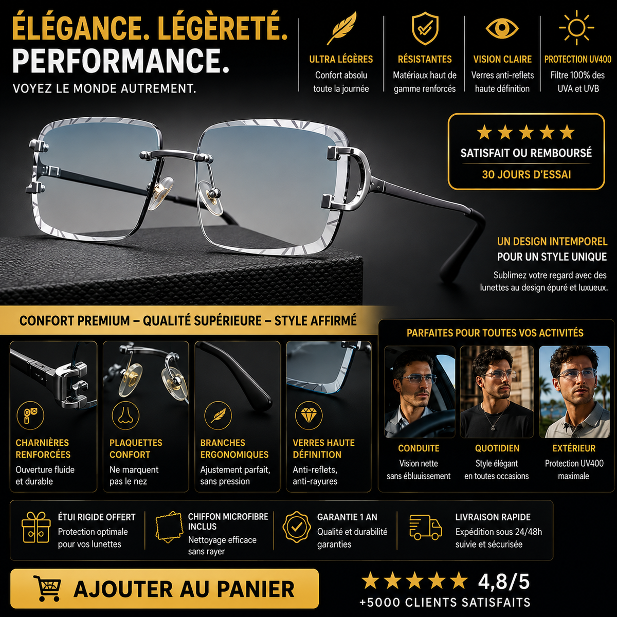 lunettes de soleil carrées Vintage, tendance, petite monture, sans cadre, UV400